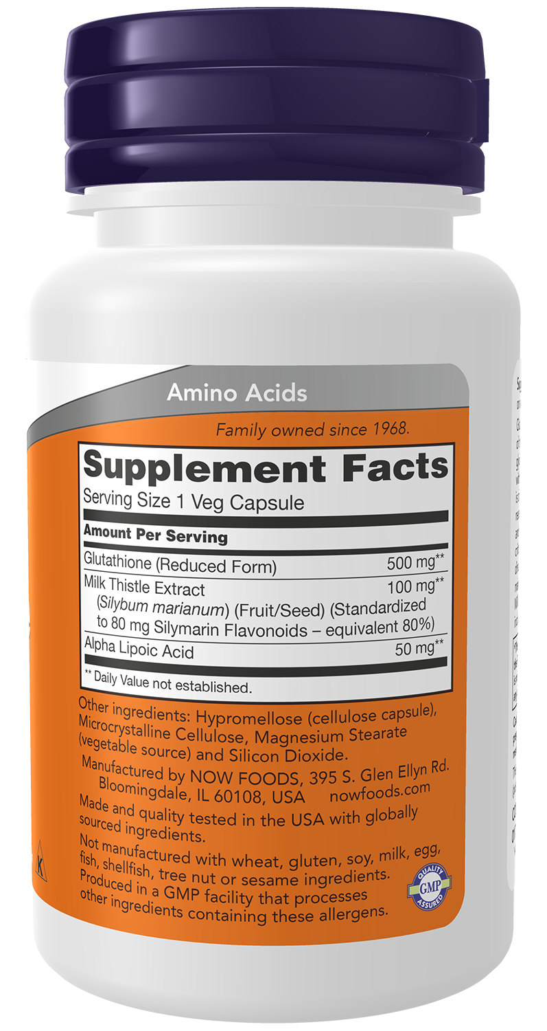 Now Foods Glutathione 500 mg 60 Veg Capsules
