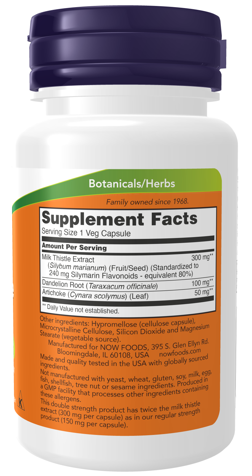 Now Foods Milk Thistle Extract, Double Strength 300 mg 200 Veg Capsules