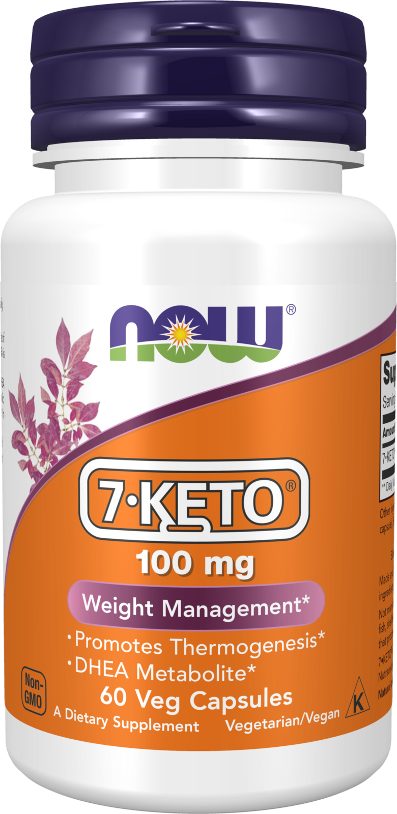 NOW Supplements, 7-Keto (DHEA Acetate-7-one) 100 mg, 60 Veg Caps — product image