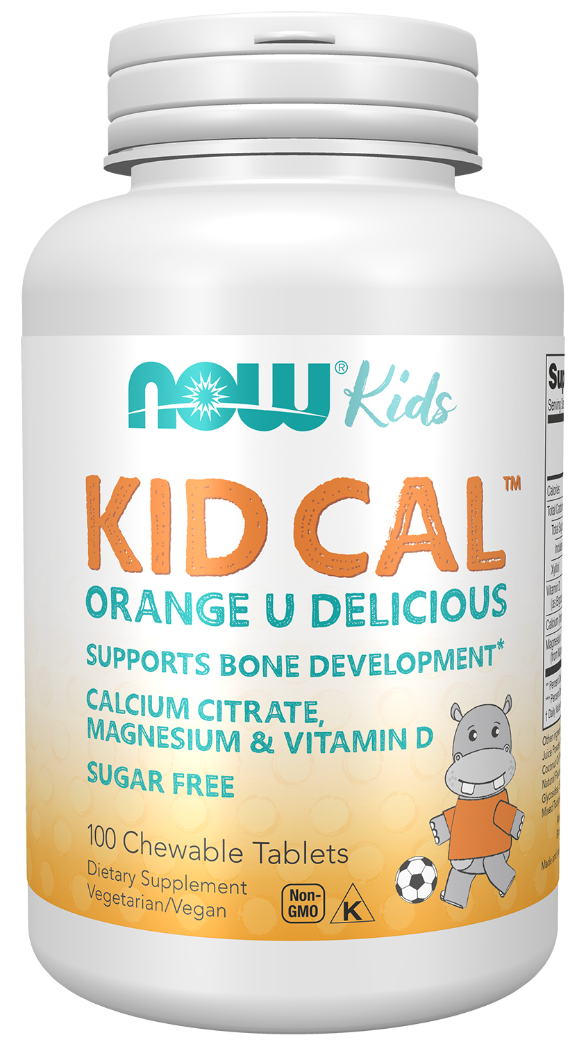 NOW Supplements, Kid Cal, Orange Flavor, 100 Chewables — product image