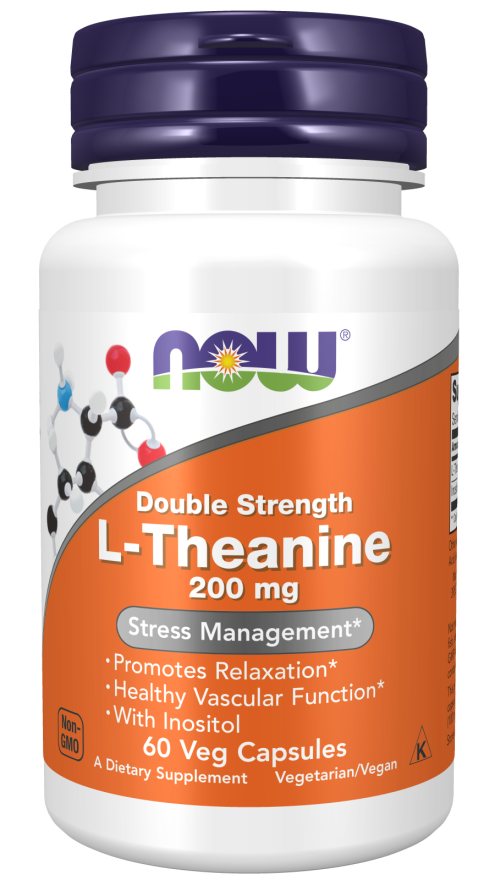Now Foods L-Theanine, Double Strength 200 mg 60 Veg Capsules