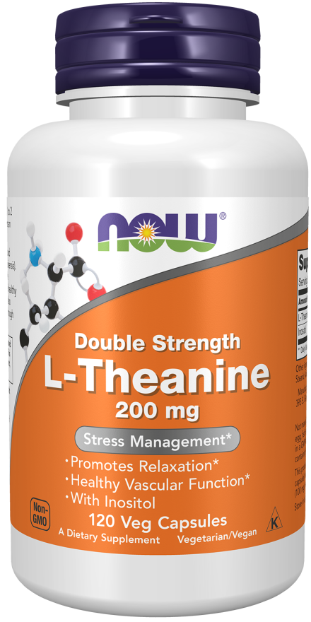 Now Foods L-Theanine, Double Strength 200 mg 120 Veg Capsules