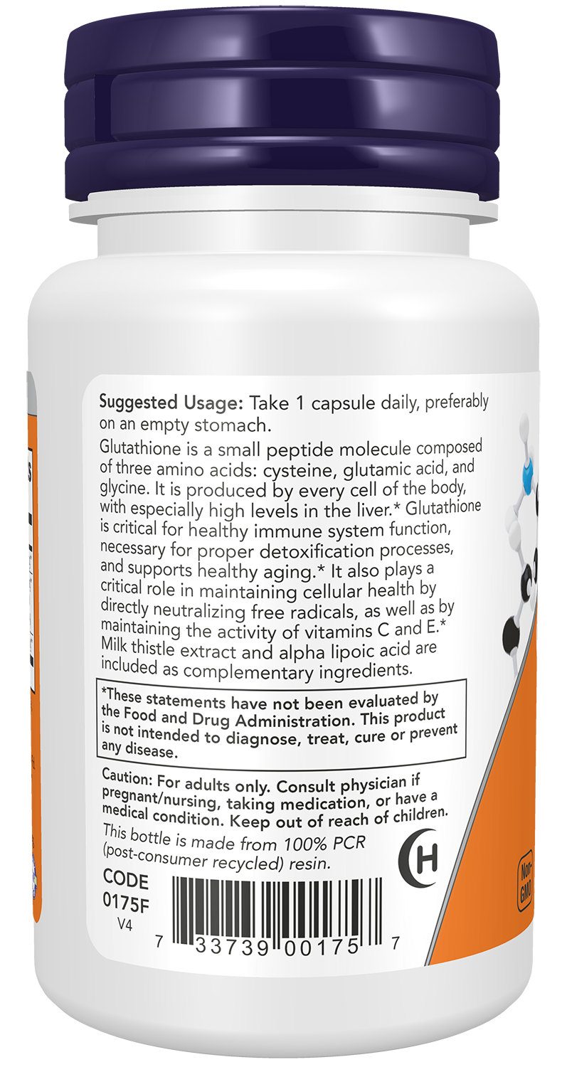 Now Foods Glutathione 500 mg 30 Veg Capsules