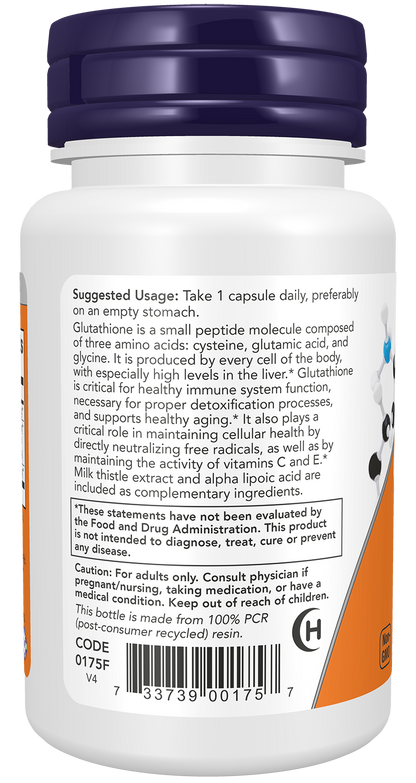 Now Foods Glutathione 500 mg 30 Veg Capsules