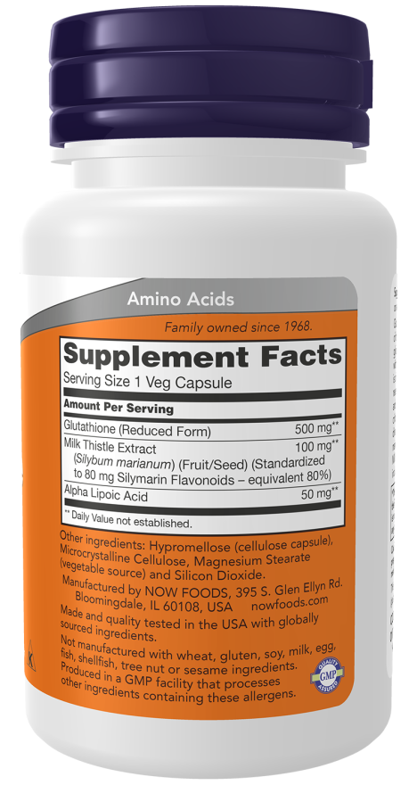 Now Foods Glutathione 500 mg 30 Veg Capsules