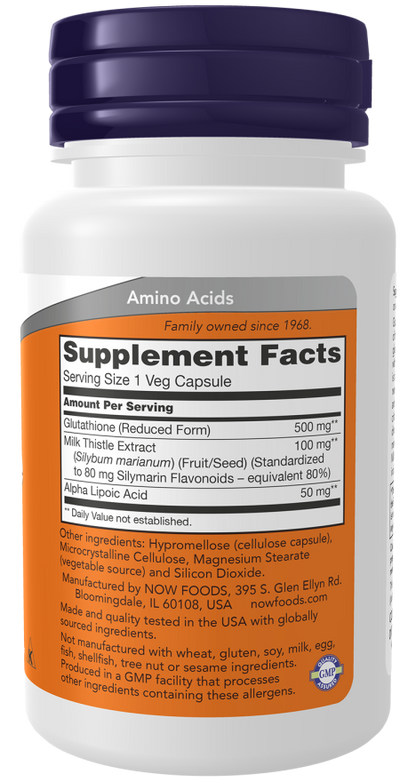 Now Foods Glutathione 500 mg 30 Veg Capsules