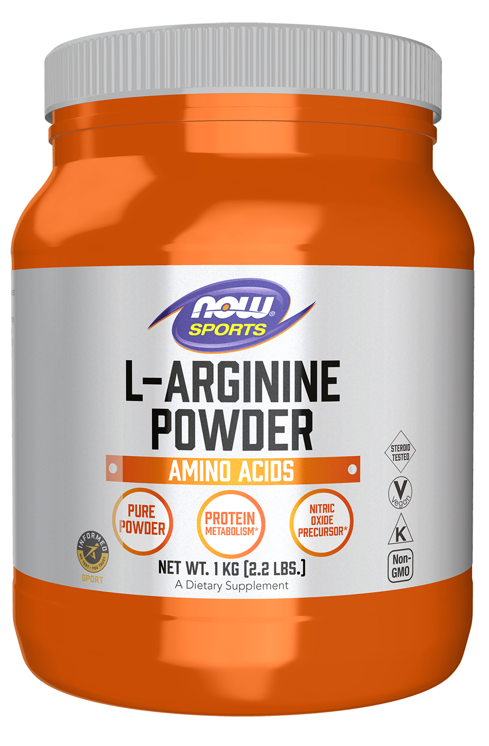 NOW Sports, L-Arginine Powder, Nitric Oxide Precursor*, Amino Acids, 2.2 lb — product image