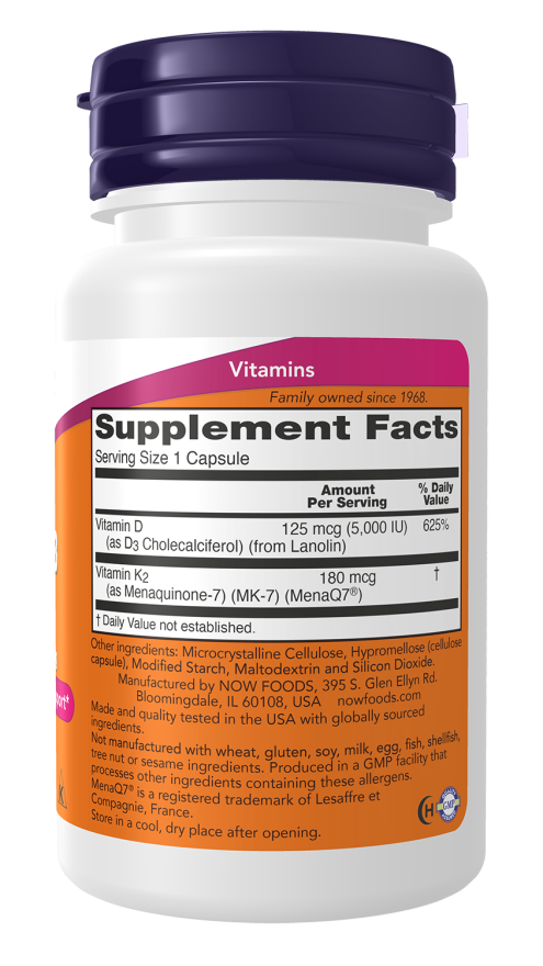 Now Foods Mega D3 & MK-7 120 Capsules