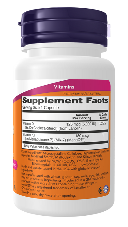 Now Foods Mega D3 & MK-7 120 Capsules