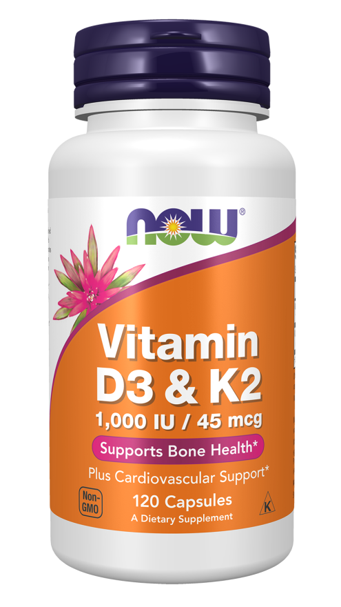 Now Foods Vitamin D3 & K2 120 Capsules