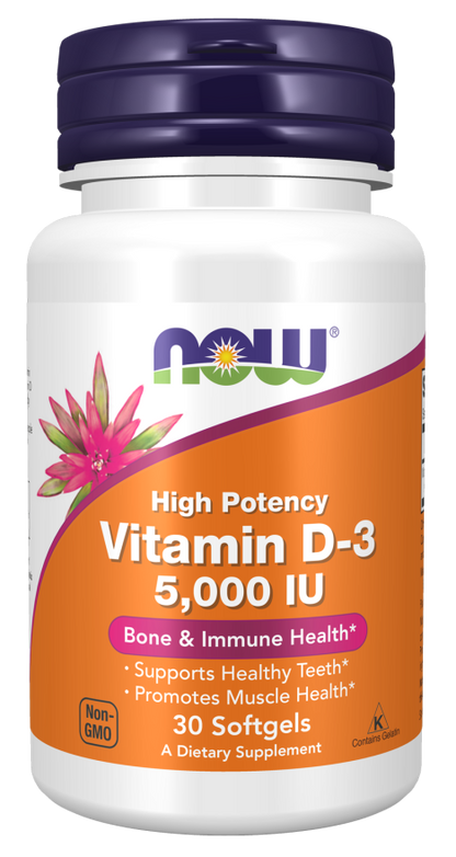 Now Foods Vitamin D3 5000 IU 30 Softgels