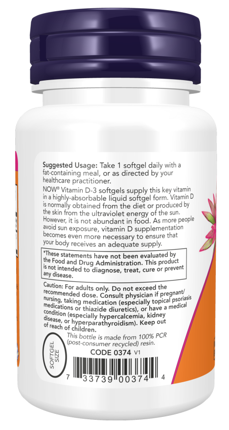 Now Foods Vitamin D3 5000 IU 30 Softgels