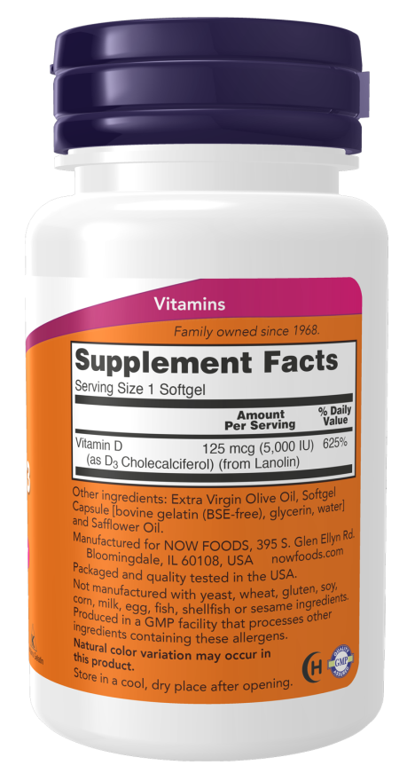 Now Foods Vitamin D3 5000 IU 240 Softgels