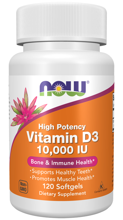 Now Foods Vitamin D3 10,000 IU 120 Softgels