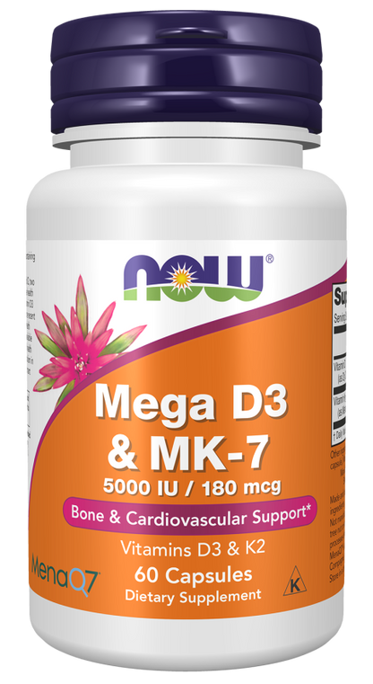 Now Foods Mega D3 & MK-7 60 Capsules