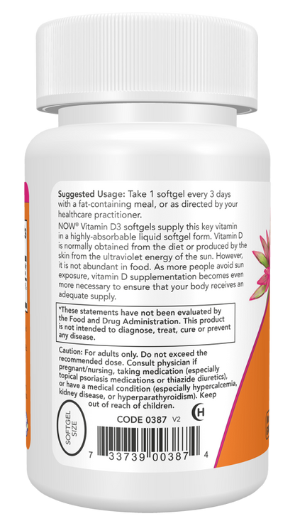 Now Foods Vitamin D3 10,000 IU 120 Softgels