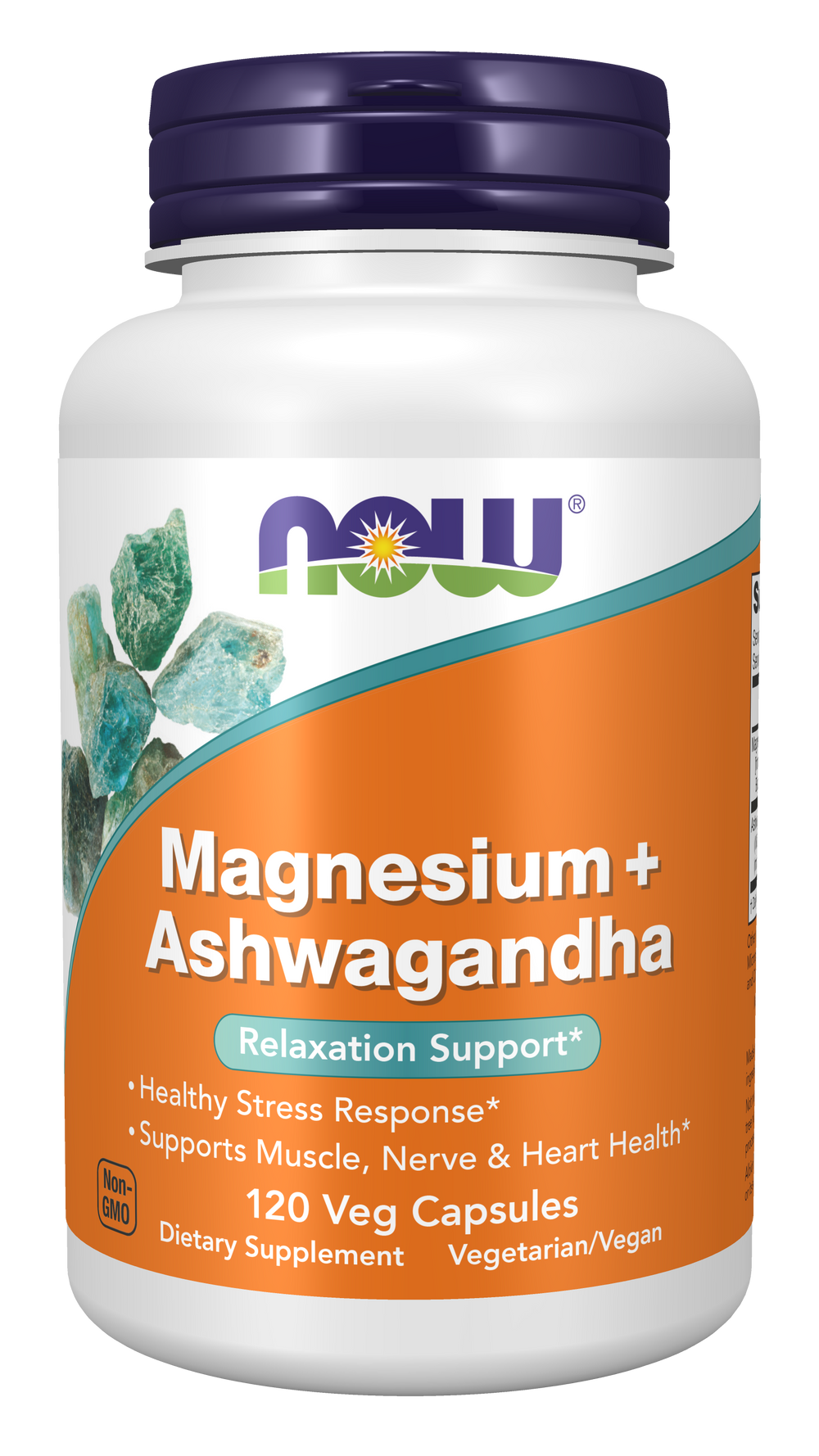 NOW Supplements, Magnesium + Ashwagandha, 120 Veg Caps — product image