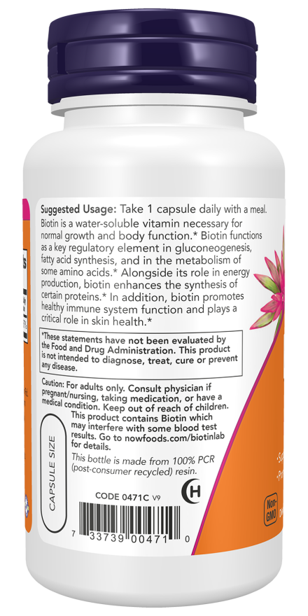 Now Foods Biotin 5,000 mcg 60 Veg Capsules