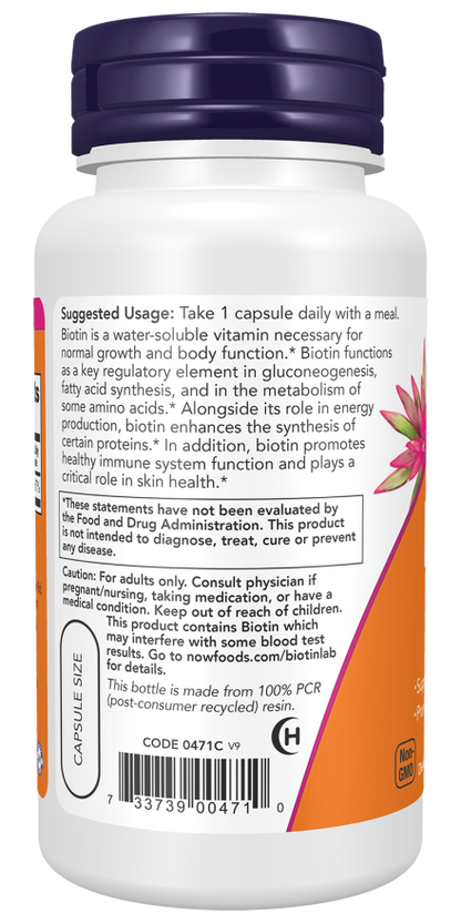 Now Foods Biotin 5,000 mcg 60 Veg Capsules