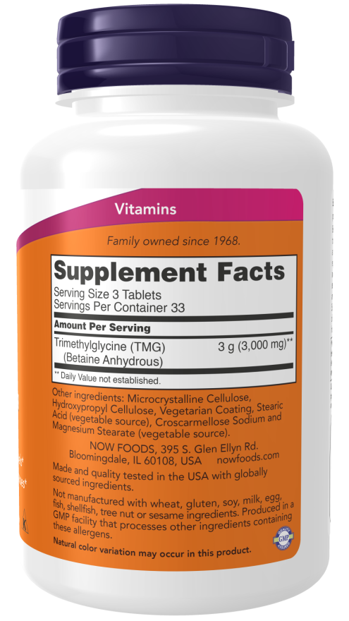 Now Foods TMG Betaine 1,000 mg 100 Tablets
