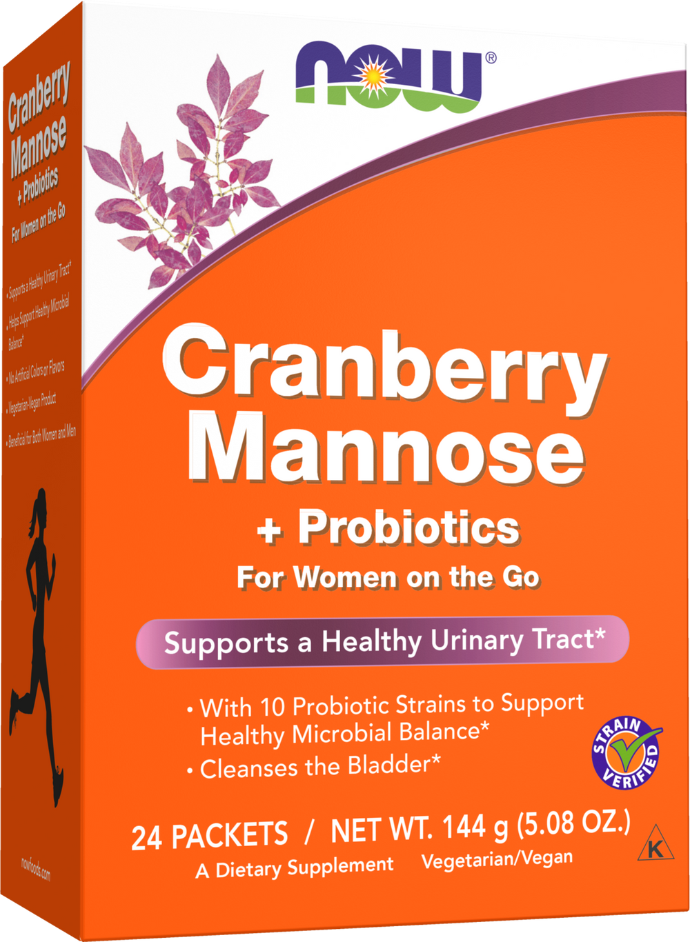 NOW Supplements, Cranberry Mannose + Probiotics with a blend of 10 Probiotic Bacterial Strains, 24/Box — product image