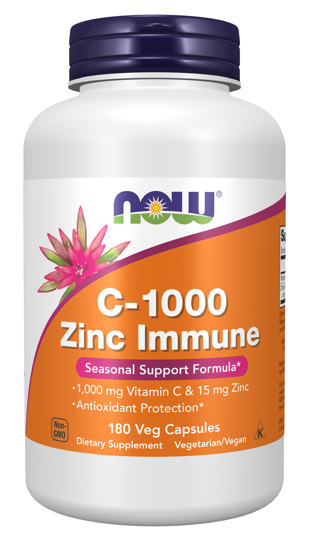 NOW Supplements, C-1000 & Zinc Immune, Seasonal Formula*, 180 Veg Caps — product image