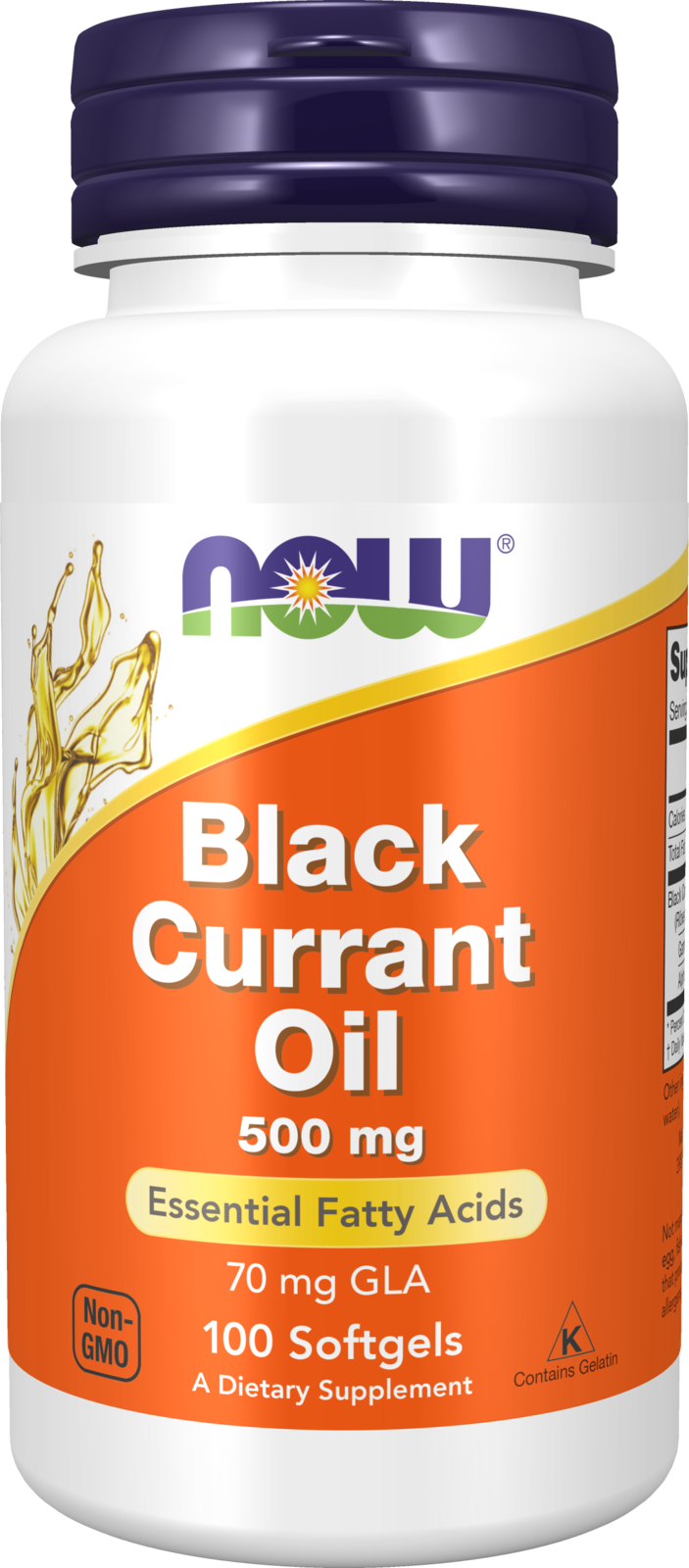 NOW Supplements, Black Currant Oil 500 mg with 70mg  GLA, 100 Softgels — product image