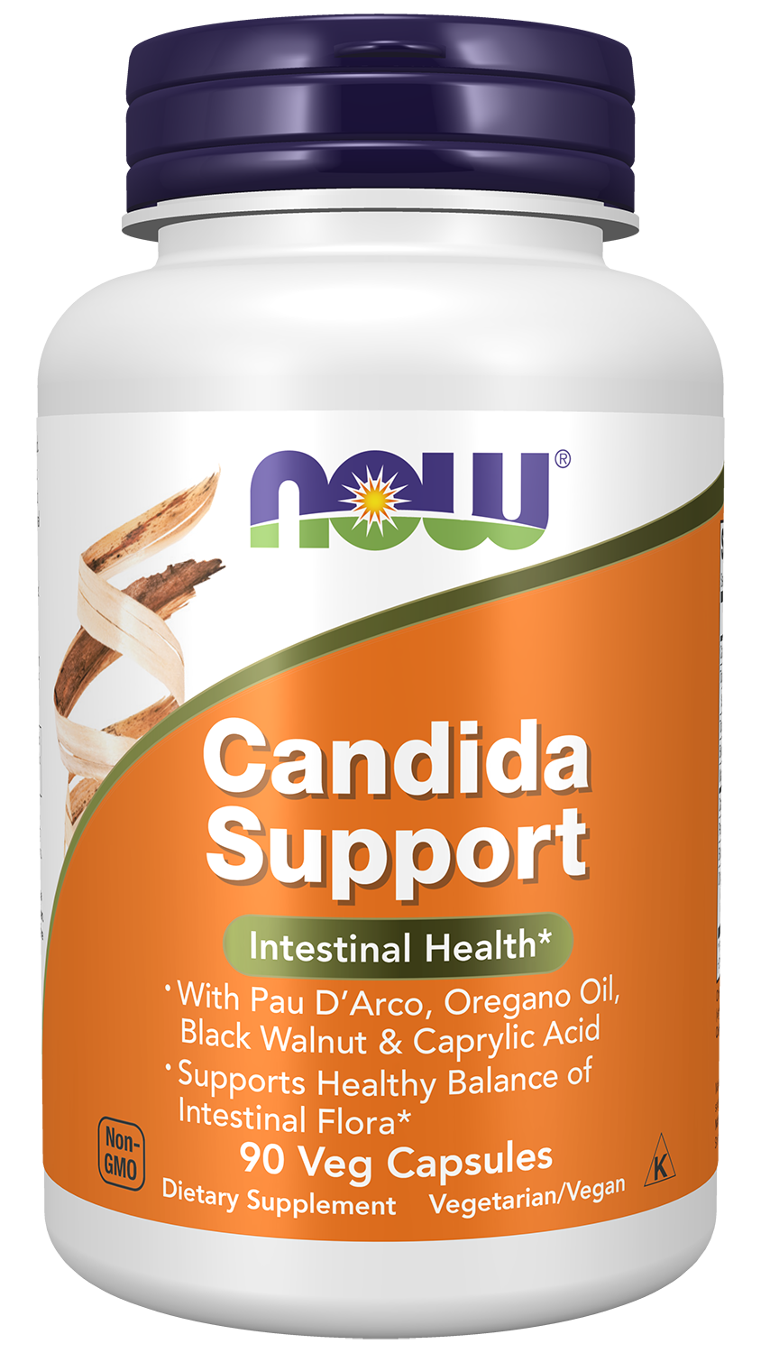 NOW Supplements, Candida Support with Pau D'Arco, Oregano Oil, 90 Veg Caps — product image