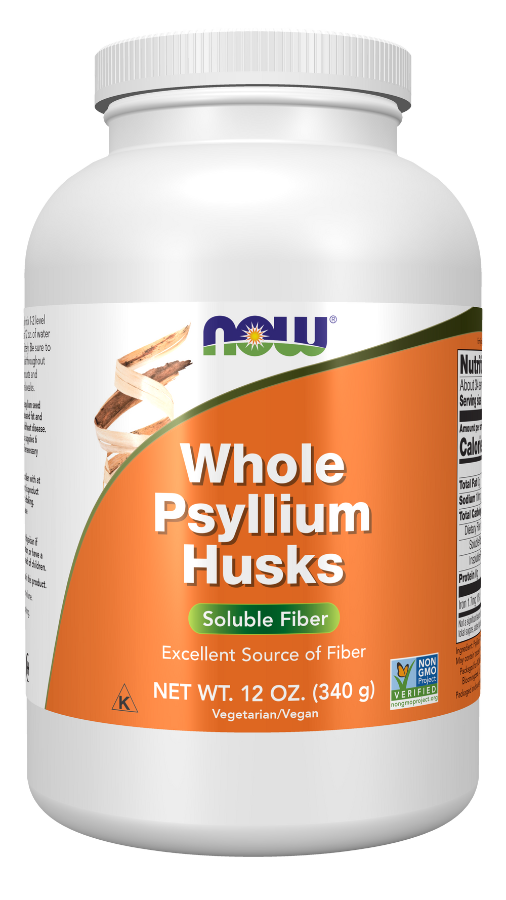 NOW Supplements, Whole Psyllium Husks, Soluble Fiber, 12 oz — product image