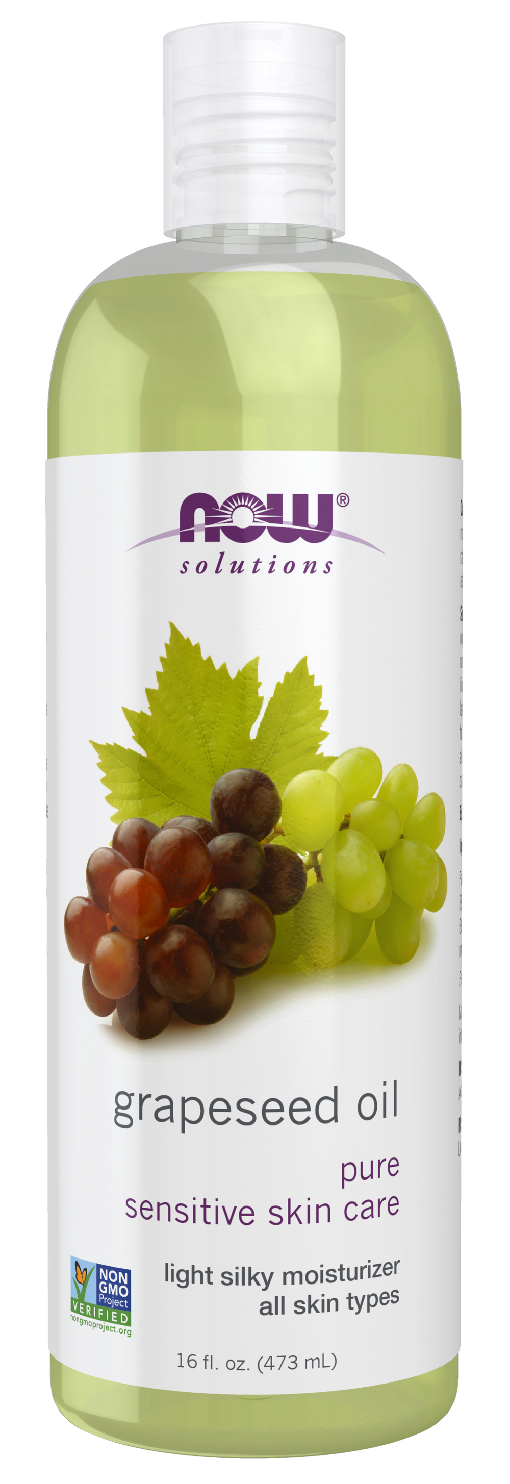NOW Solutions, Grapeseed Oil, Sensitive Skin & All Skin Types, 16 fl. oz — product image