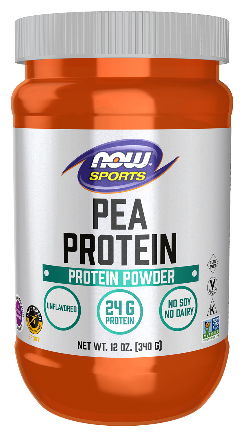NOW Sports, Pea Protein 24 g, Easily Digested, Unflavored Powder, 12 oz — product image