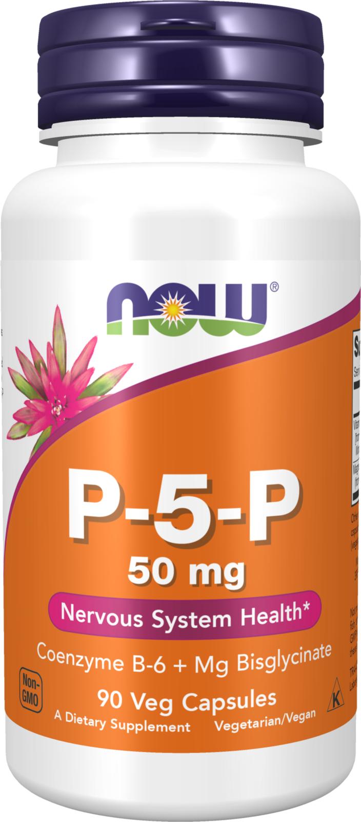 NOW Supplements, P-5-P 50 mg Coenzyme B-6 + Mg Bisglycinate, 90 Veg Caps — product image