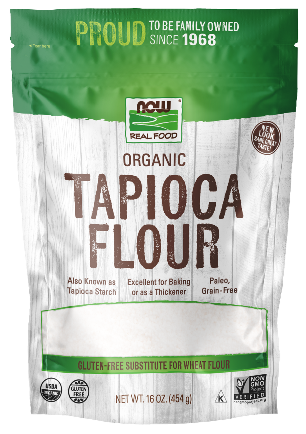 NOW Foods, Organic Tapioca Flour, Gluten-Free, Flour Replacement, 16 oz — product image
