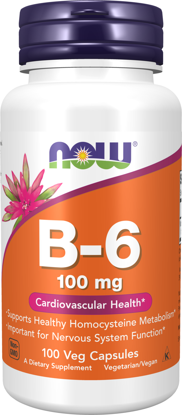 NOW Supplements, Vitamin B-6 (Pyridoxine HCl) 100 mg, 100 Veg Caps — product image
