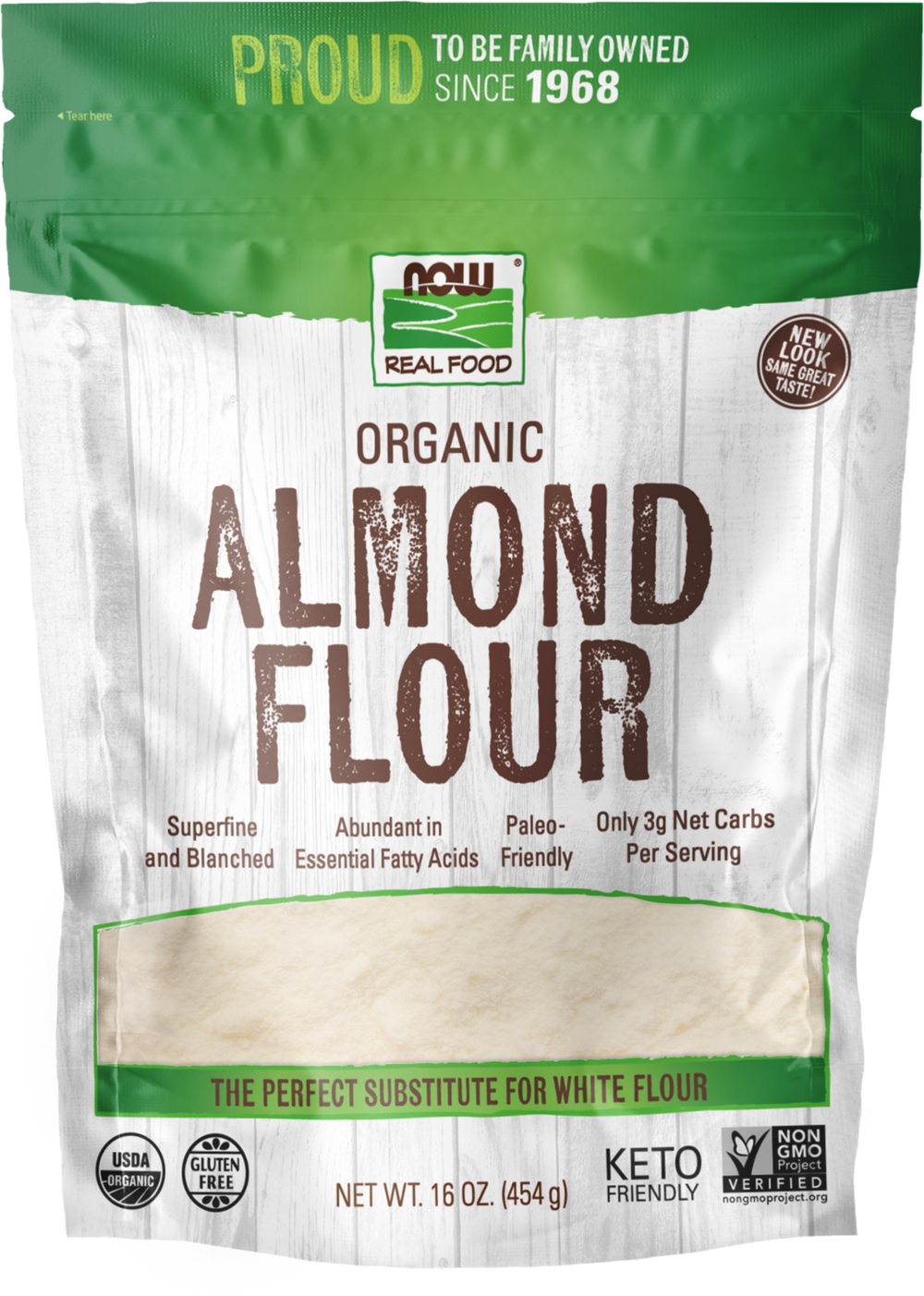 NOW Foods, Organic Almond Flour, Superfine, Blanched, 16 oz — product image