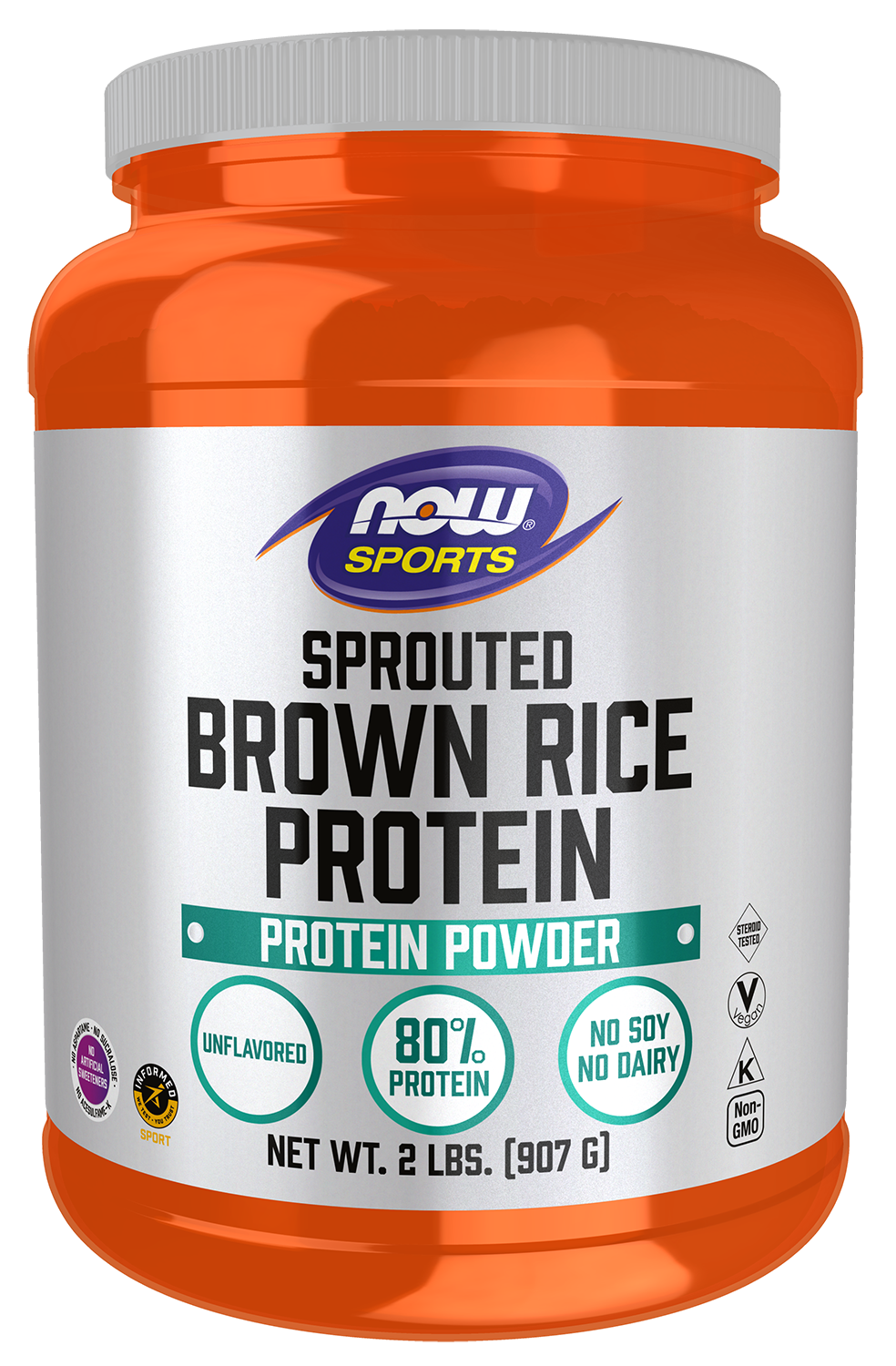 NOW Sports, Brown Rice Protein, Soy-Free, Unflavored Powder, 2 lbs — product image
