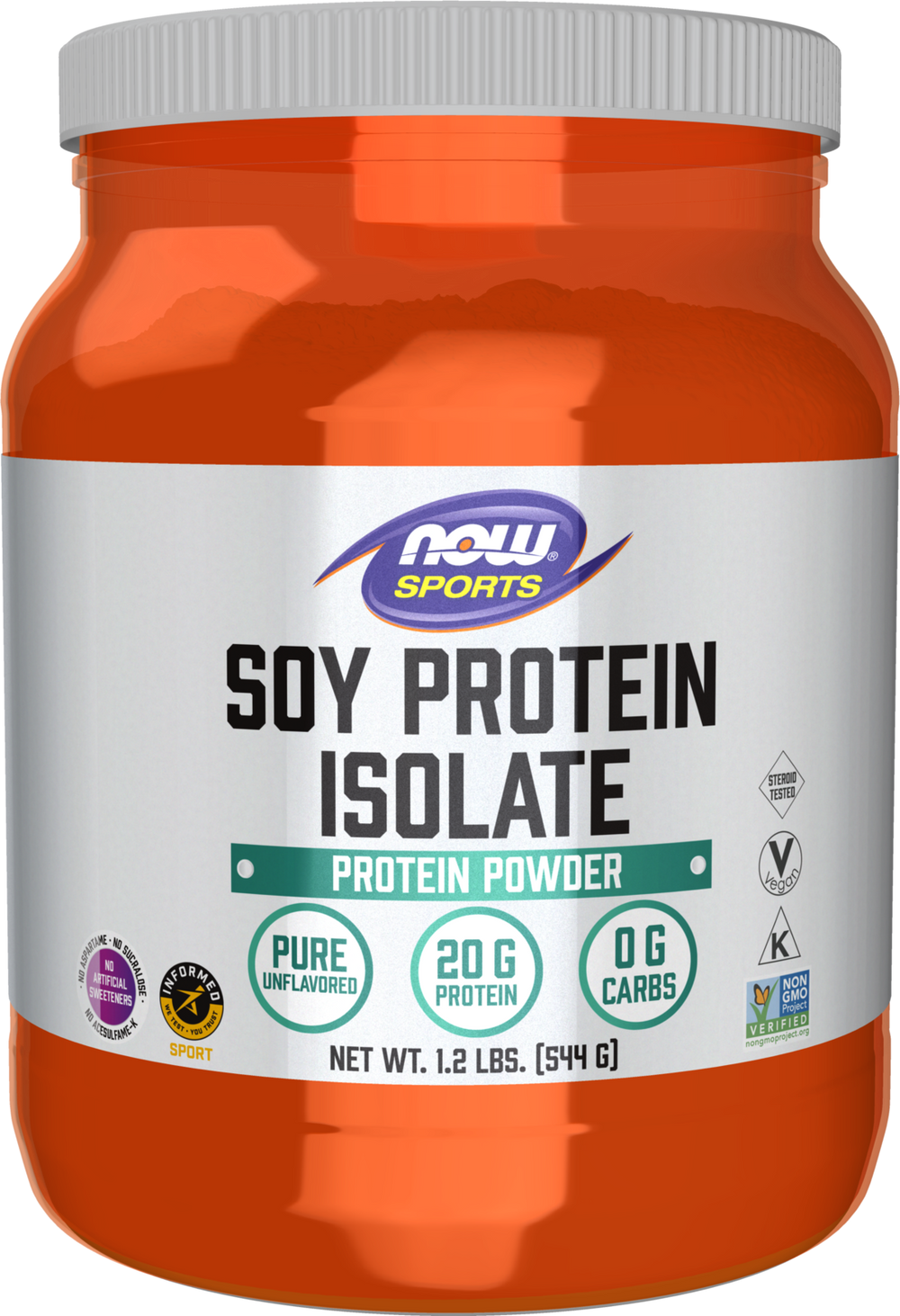 NOW Sports, Soy Protein Isolate 20g, Unflavored Powder, 1.2 lbs — product image
