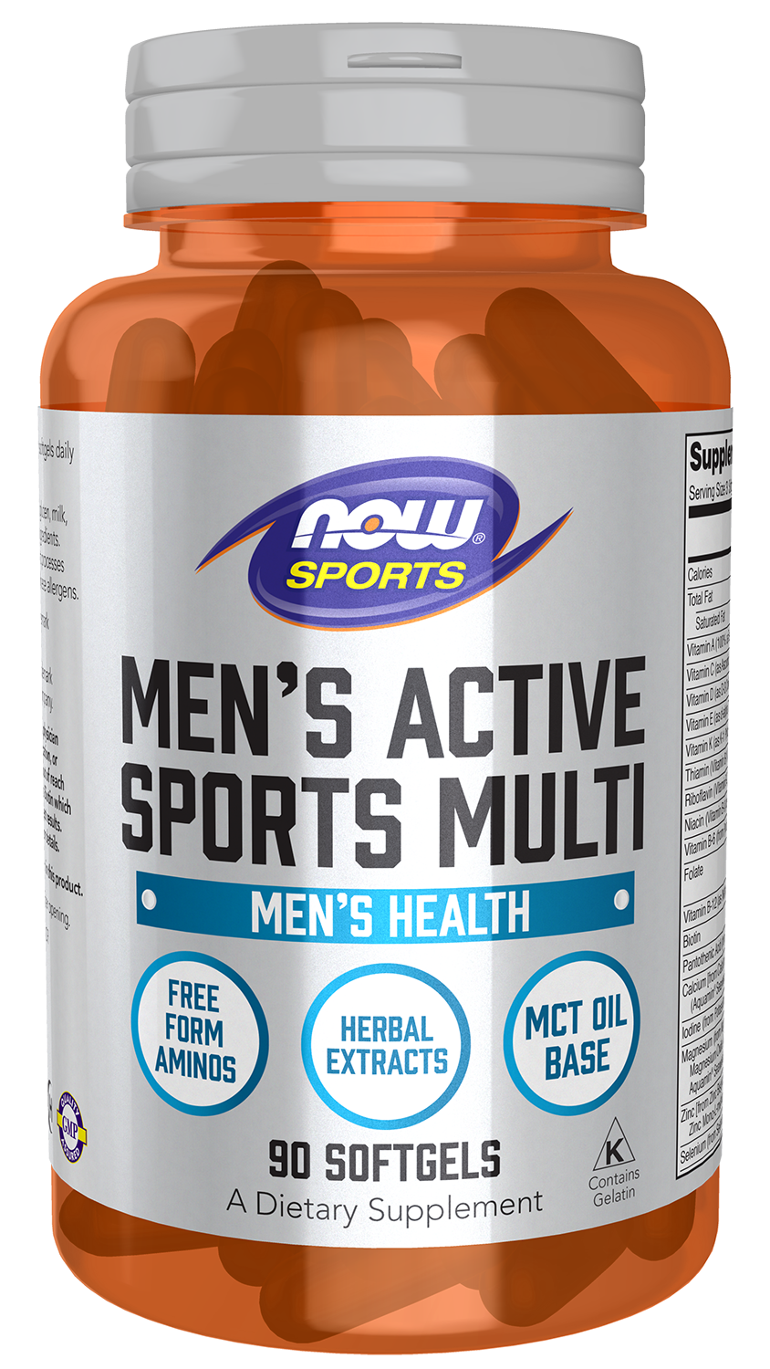 NOW Sports, Men's Active Sports Multi, Daily Multivitamin, 90 Softgels — product image