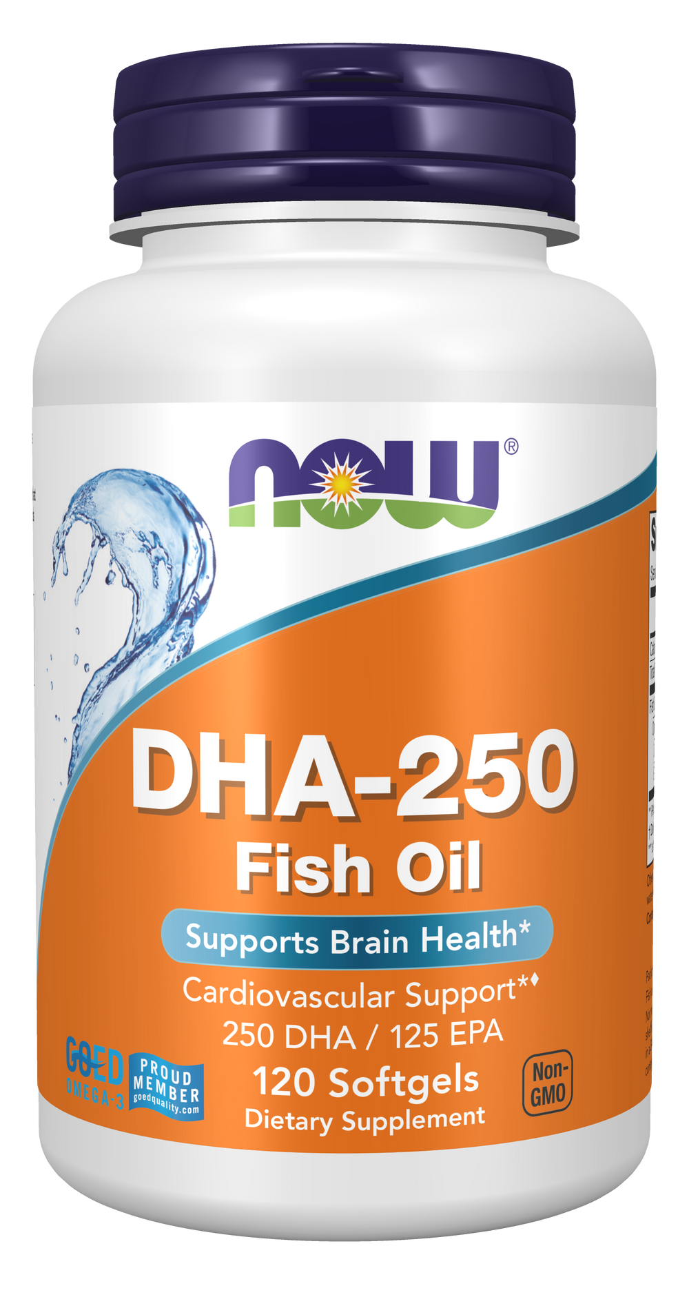NOW Supplements, DHA-250 with 125 EPA, Molecularly Distilled, 120 Softgels — product image