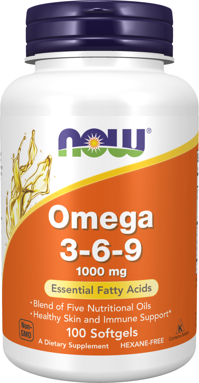 NOW Supplements, Omega 3-6-9 1000 mg, 100 Softgels — product image
