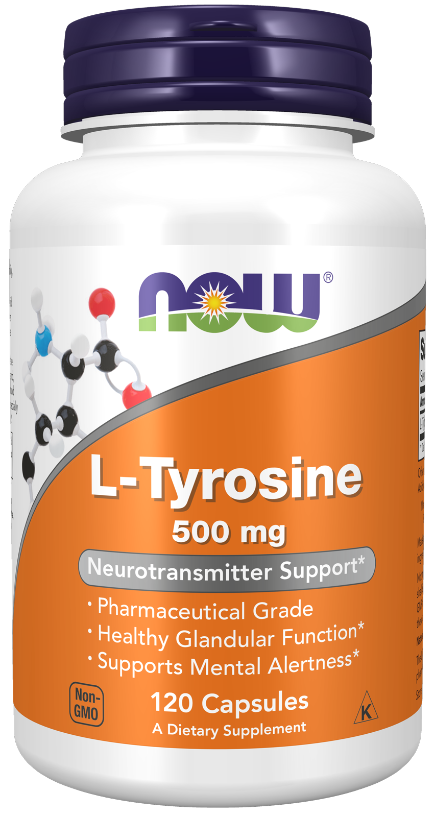 NOW Supplements, L-Tyrosine 500 mg, Supports Mental Alertness*, 120 Caps — product image