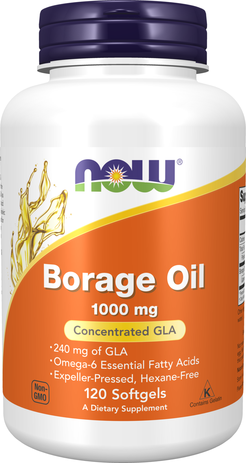NOW Supplements, Borage Oil 1,000 mg with 240mg  GLA, 120 Softgels — product image