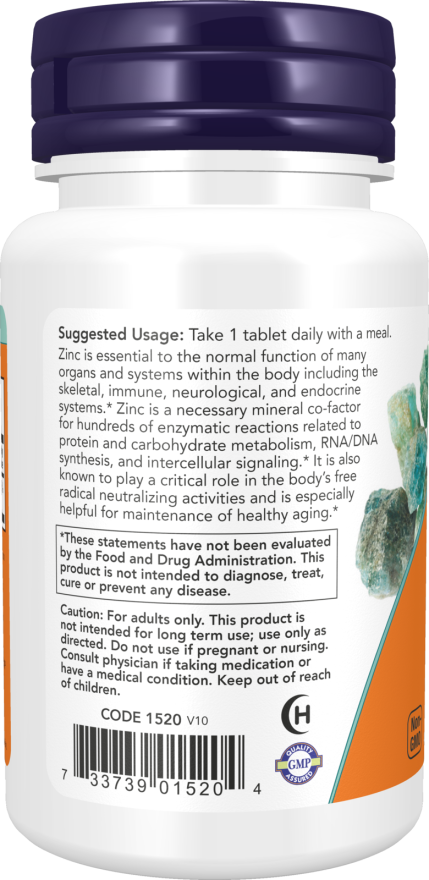 Now Foods  Zinc 50 mg 100 Tablets