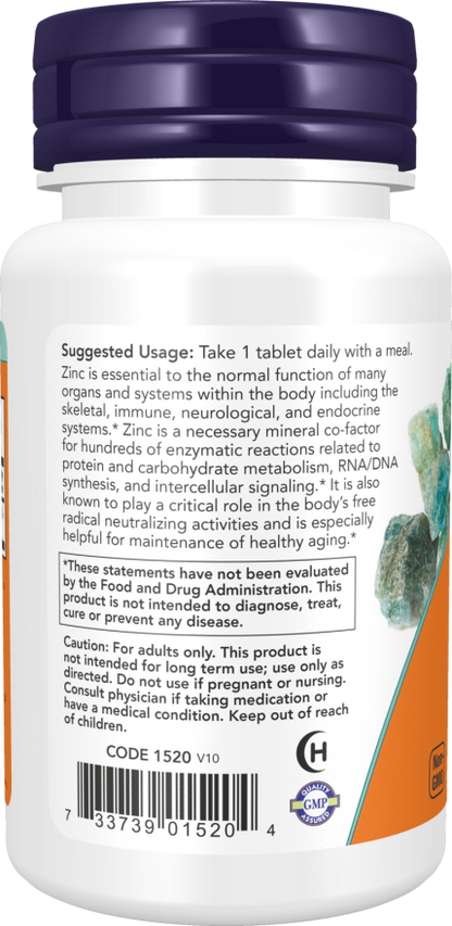 Now Foods  Zinc 50 mg 100 Tablets