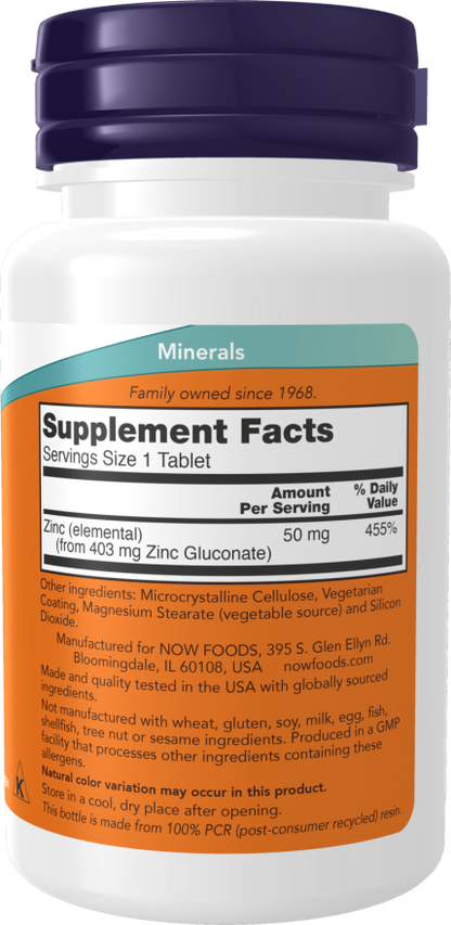 Now Foods  Zinc 50 mg 100 Tablets