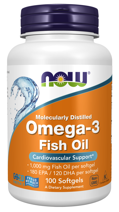 Now Foods Omega-3 Fish Oil, Molecularly Distilled 100 Softgels