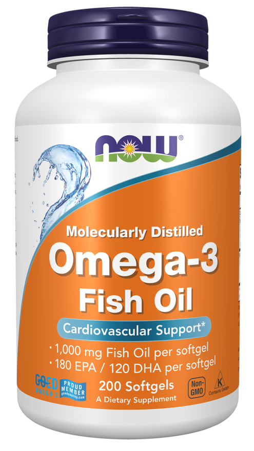 Now Foods Omega-3 Fish Oil, Molecularly Distilled  200 Softgels