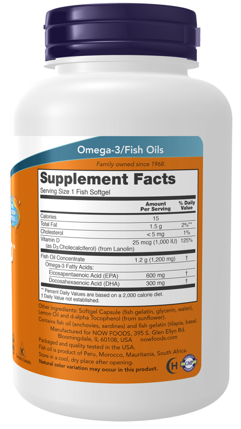 Now Foods Ultra Omega 3-D™ Fish Oil (Fish Gelatin) Fish 90 Softgels