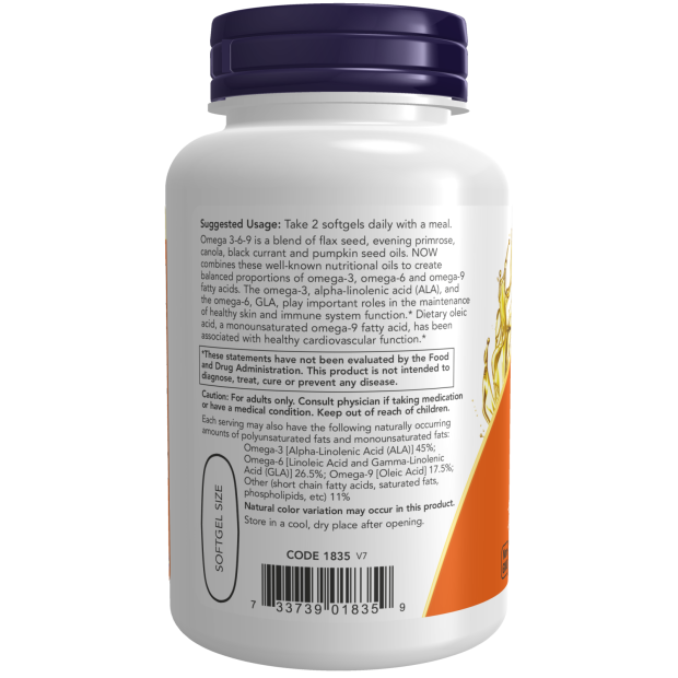 Now Foods Omega 3-6-9 1000 mg 100 Softgels