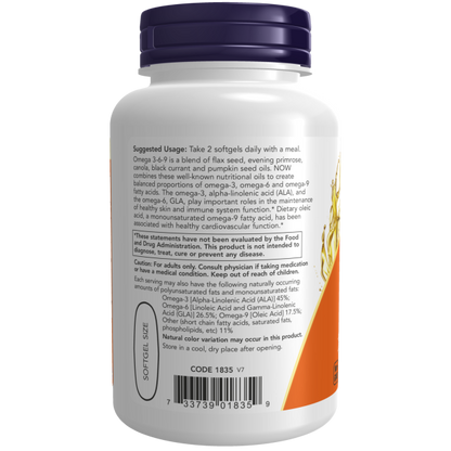Now Foods Omega 3-6-9 1000 mg 100 Softgels